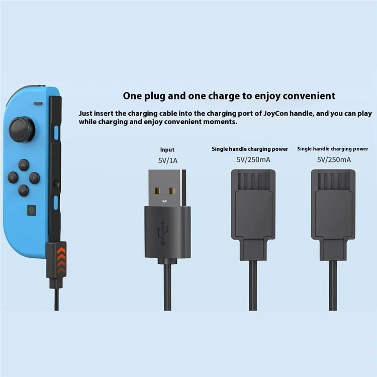 Câble de charge 2 en 1 SW266 pour Nintendo Switch Joy-Con, cordon de charge USB d'une longueur de 2,5 m