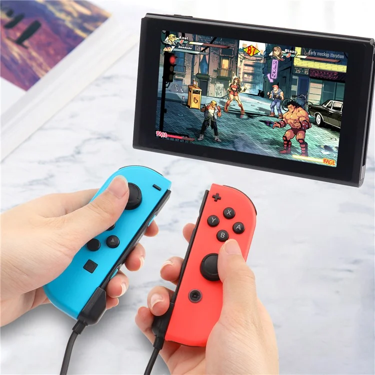 Cabo carregador para Nintendo Switch OLED Joy-Con Controller, cabo de alimentação USB 2 em 1 para controle de jogos.