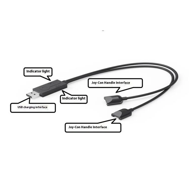 Cabo carregador para Nintendo Switch OLED Joy-Con Controller, cabo de alimentação USB 2 em 1 para controle de jogos.