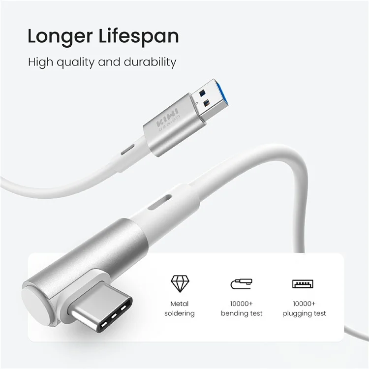 Cabo de Link KIWI DESIGN QC-8.5 de 5m para Headset VR Meta Quest 3 / 3S / PICO 4 - USB 3.0 Transmissão de Alta Velocidade