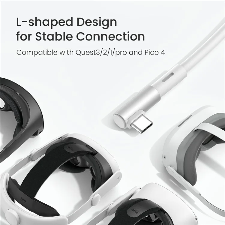 Cabo de Link KIWI DESIGN QC-8.5 de 5m para Headset VR Meta Quest 3 / 3S / PICO 4 - USB 3.0 Transmissão de Alta Velocidade
