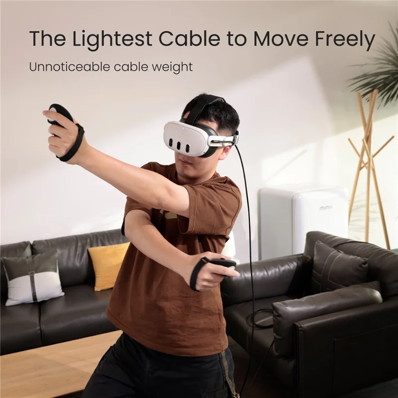 Cabo de Carregamento KIWI DESIGN QC-8.5 5M para Headset VR USB 3.0 Transferência de Dados de Alta Velocidade - Preto