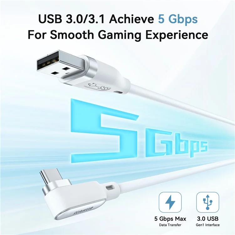 Cabo de Carregamento e Dados AMVR LC5 de 5m para Meta Quest 3 / 3S / 2 / Pro / PICO 4 / 4 Ultra - Cabo USB 3.0 de Carregamento Rápido de 18W para Headset VR