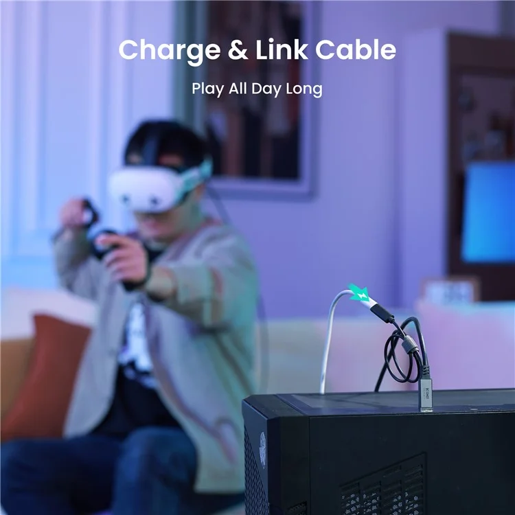 KIWI DESIGN QC-8U 5m Link Cable for Meta Quest 3 / 3S / 2 / Pro / PICO 4 , 18W Fast Charging Data Cord