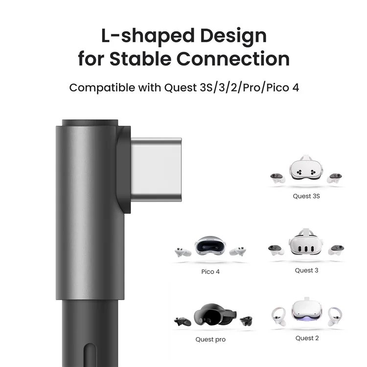 KIWI DESIGN QC-8U 5m Link Cable for Meta Quest 3 / 3S / 2 / Pro / PICO 4 , 18W Fast Charging Data Cord