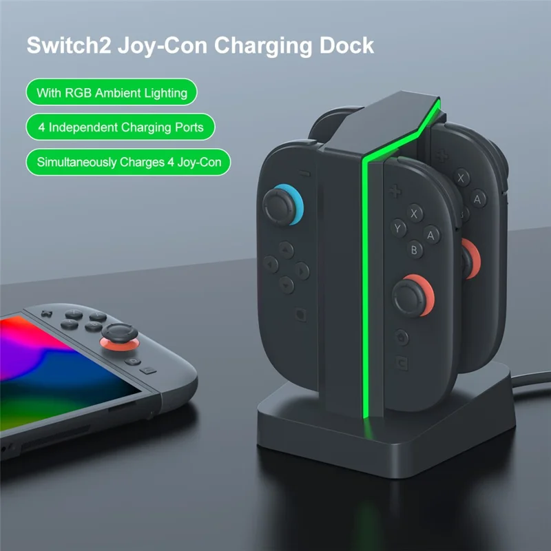 Estação de Carregamento HS-SW2002 para Nintendo Switch 2 Controladores Joy-Con Esquerdo / Direito 4 em 1 Carregador