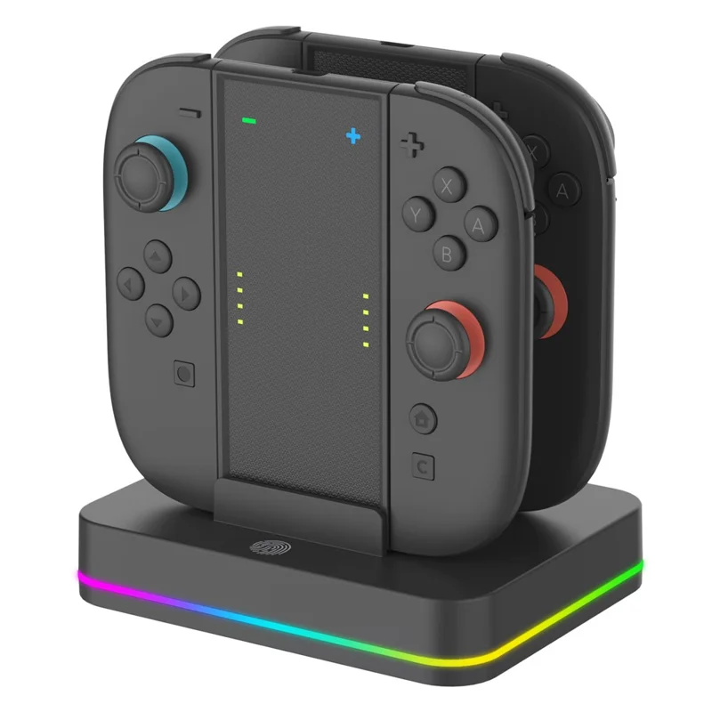 Support de charge HONSON HS-SW2001 4 en 1 pour manette de Nintendo Switch avec station de charge pour 2 manettes et éclairage RVB