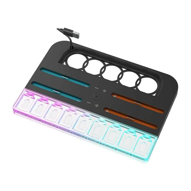 For Nintendo Switch 2 4-Slot Joy-Con Controllers Charging Dock Game Card Storage Station with RGB Light