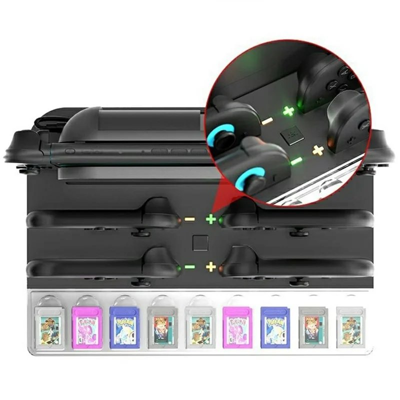 For Nintendo Switch 2 4-Slot Joy-Con Controllers Charging Dock Game Card Storage Station with RGB Light