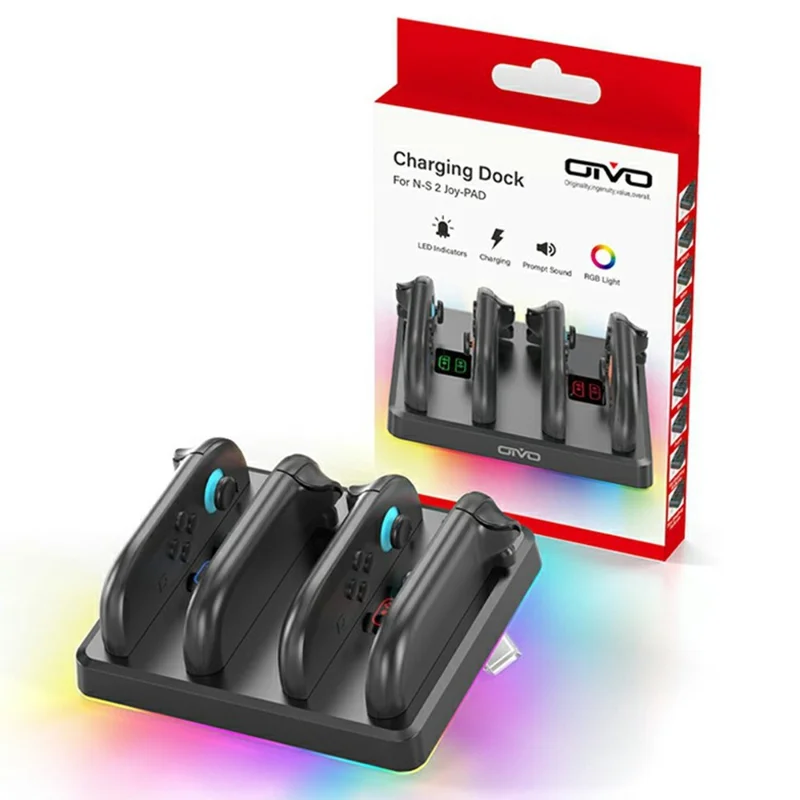 OIVO IV-SW224 For Nintendo Switch 2 Magnetic Charger 4 in 1 Joy-Con Controller Charging Dock