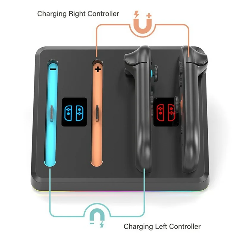 OIVO IV-SW224 For Nintendo Switch 2 Magnetic Charger 4 in 1 Joy-Con Controller Charging Dock