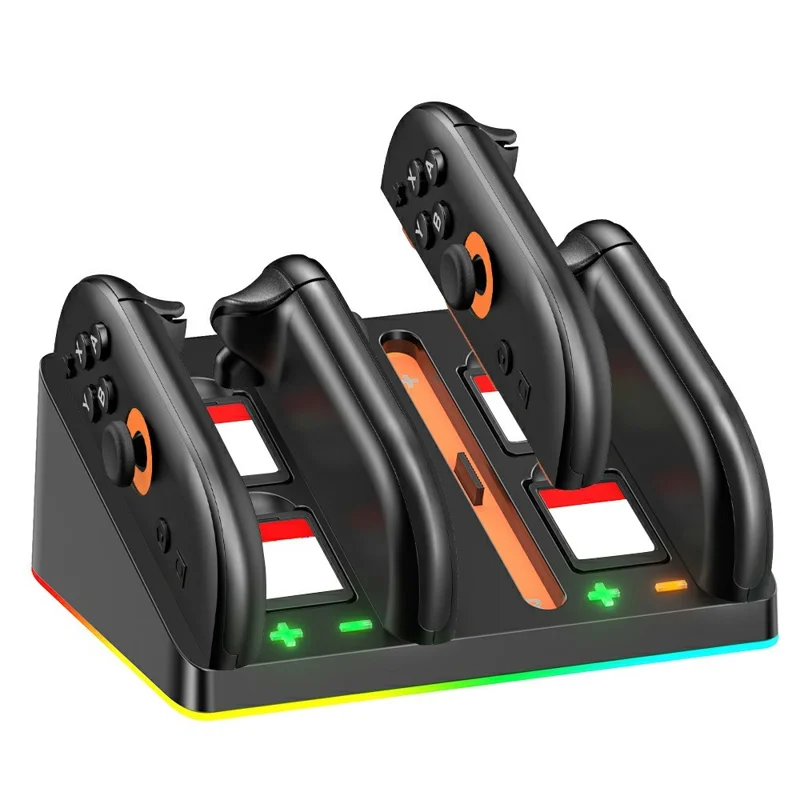 OIVO VG-SW223 For Nintendo Switch 2 Controller RGB Charging Dock 4 in 1 Charger with Game Card Storage