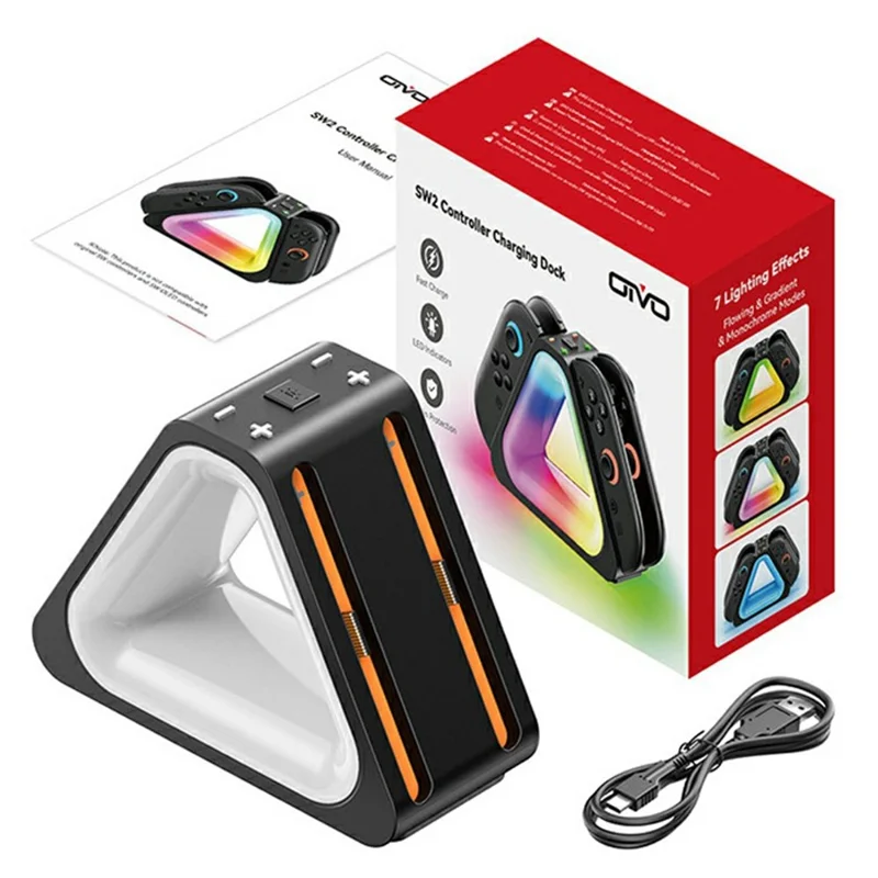 OIVO IV-SW221 For Nintendo Switch 2 Joy-Con Charging Dock 4 in 1 Controller Charger with RGB Ambient Light