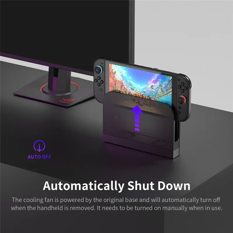 SW004 For Nintendo Switch 2 Docking Station Cooling Fan Aluminum Alloy Stand 3-Speed Heat Dissipation Radiator - Matte Black