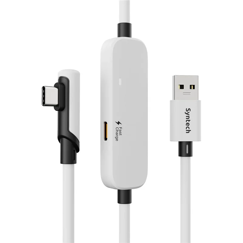 SYNTECH M32C1-5 5M Kabel do ładowania zestawu VR dla Meta Quest 3S / 3 / 2, przewód szybkiego ładowania 18 W, USB 3.0 – biały