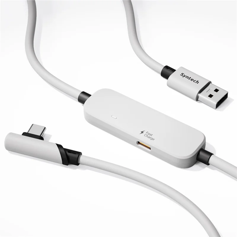 SYNTECH M32C1-5 5M Kabel do ładowania zestawu VR dla Meta Quest 3S / 3 / 2, przewód szybkiego ładowania 18 W, USB 3.0 – biały