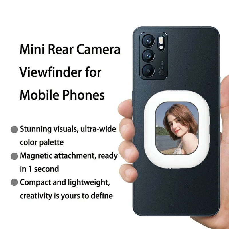 T3 Mini Wireless Phone Screen Mirroring Device Magnetic Selfie Camera Viewer for Android iOS - White