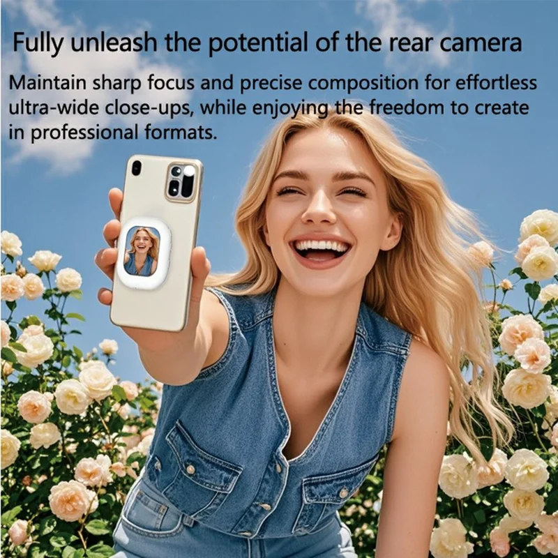 T3 Mini Wireless Phone Screen Mirroring Device Magnetic Selfie Camera Viewer for Android iOS - White