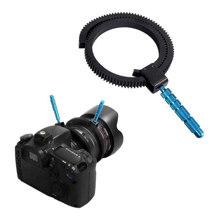 Bague Gear Follow Focus en Caoutchouc Réglable avec Poignée en Alliage d'Aluminium pour Appareil Photo Reflex Numérique SLR