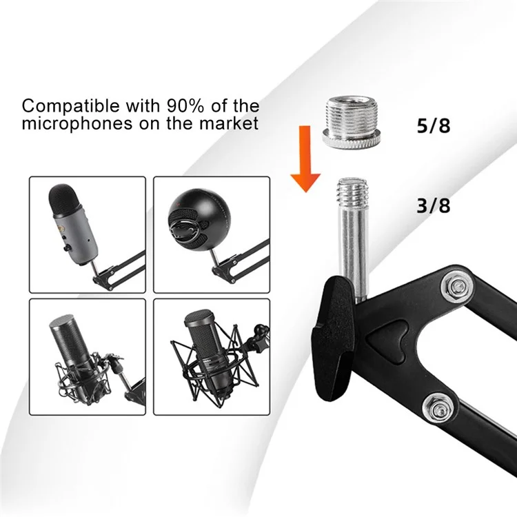 Hsp19 Micro Mic Boom Bras Microphone Stand de Bureau Avec 5 / 8 "vis, Support de Micro à Boom Robuste Pour Une Salle de Radio, Enregistrement, Streaming en Direct