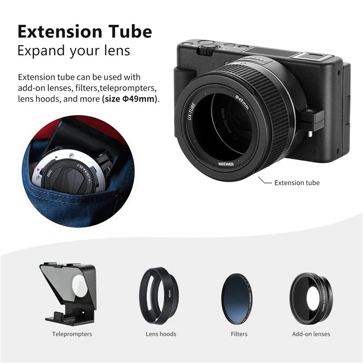 NEEWER NW-457 Pour Sony ZV1 Caméra 24mm Objectif à 18mm 0.75X Grand Angle + Objectif de Conversion Macro 10X
