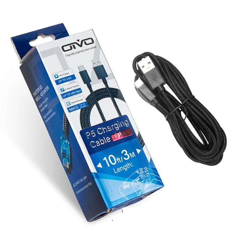 OIVO IV-P5229 For Sony PS5 Game Controller USB to Type-C Charging Cable Braided Cord