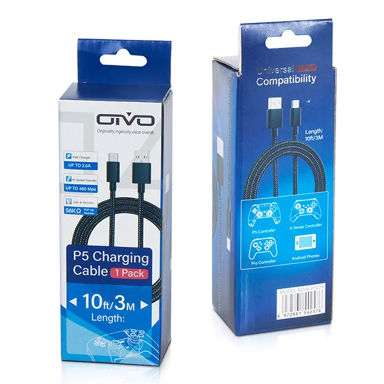 OIVO IV-P5229 For Sony PS5 Game Controller USB to Type-C Charging Cable Braided Cord