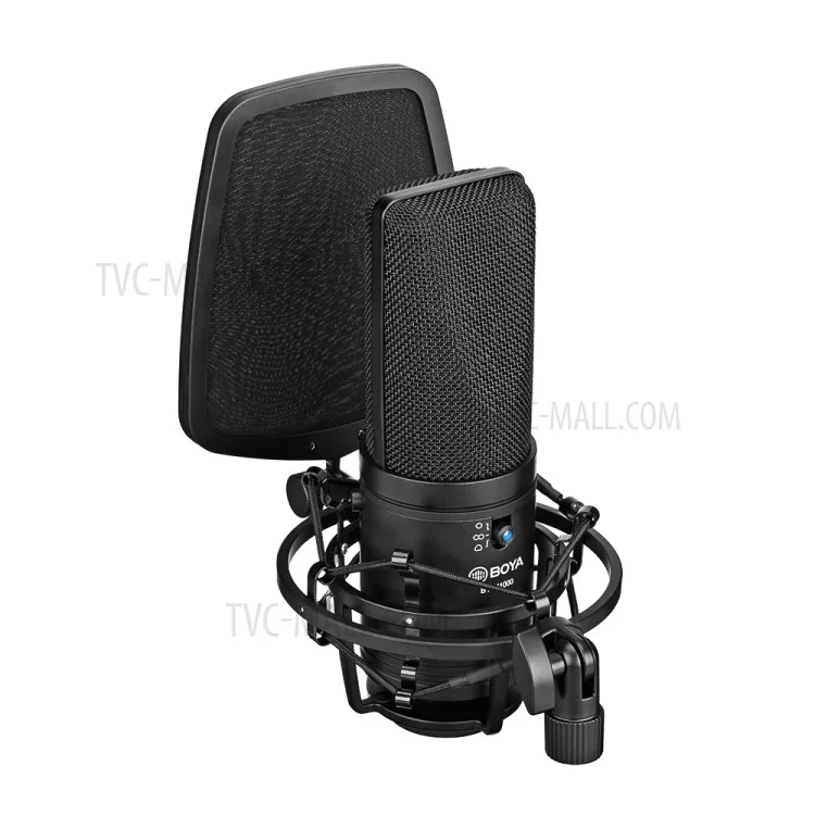 BOYA BY-M1000 Microfone de Condensador de Grande Diafragma com 3 Padrões Polares para Cantor, Compositor, Podcaster