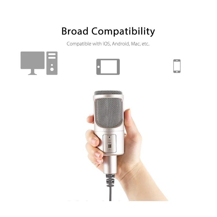 Yanmai SF-960 Microfono Computer da 3,5 mm Mic Stereo Capacitivo Professionale Con Treppiede