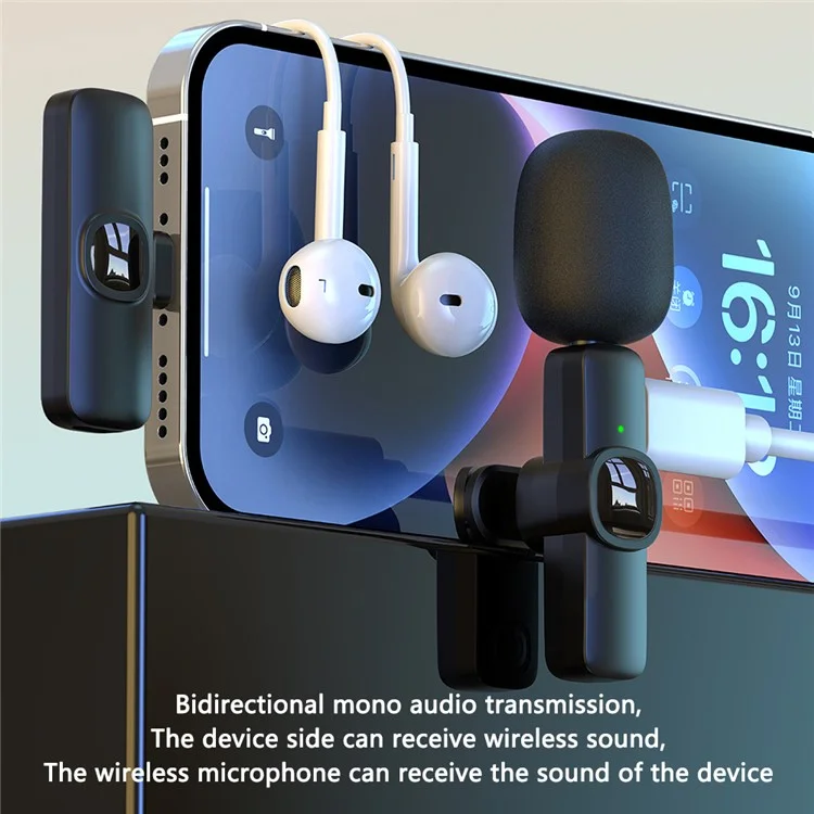 J1 Noise Reduction 2.4G Wireless Lavalier Microphone System 2 Mic + 1 Receiver - iP Interface