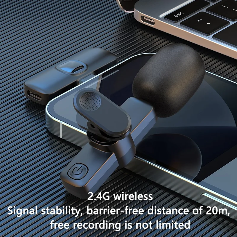 J1 Live Broadcast 2.4G Wireless Lavalier Microphone Noise Reduction Mic with Receiver - iP Interface