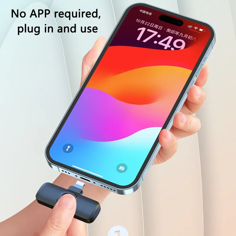 J1 Live Broadcast 2.4G Wireless Lavalier Microphone Noise Reduction Mic with Receiver - iP Interface