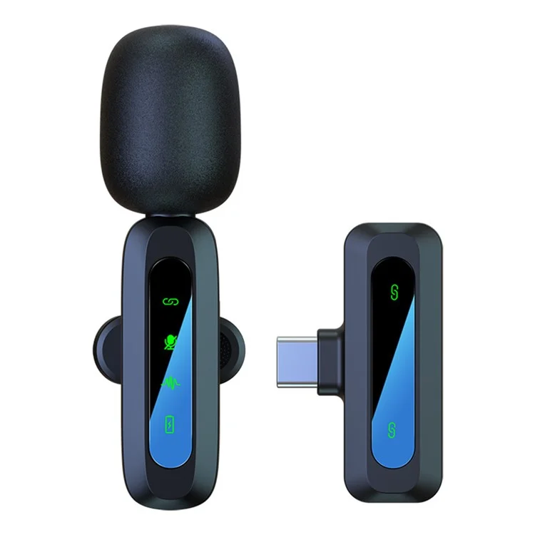 J3 Digital Display 2.4G Wireless Lavalier Microphone Noise Reduction Mic with Receiver - Interface Type-C