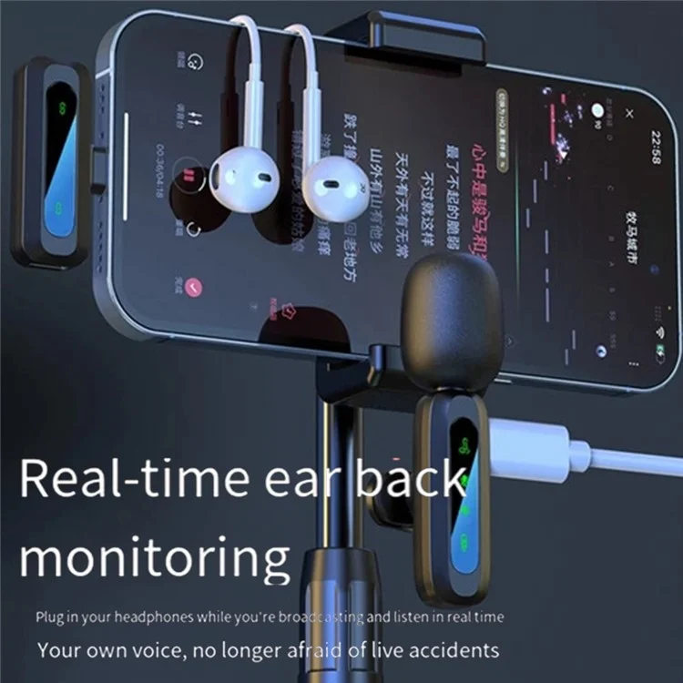 J3 Digital Display 2.4G Wireless Lavalier Microphone Noise Reduction Mic with Receiver - Interface Type-C