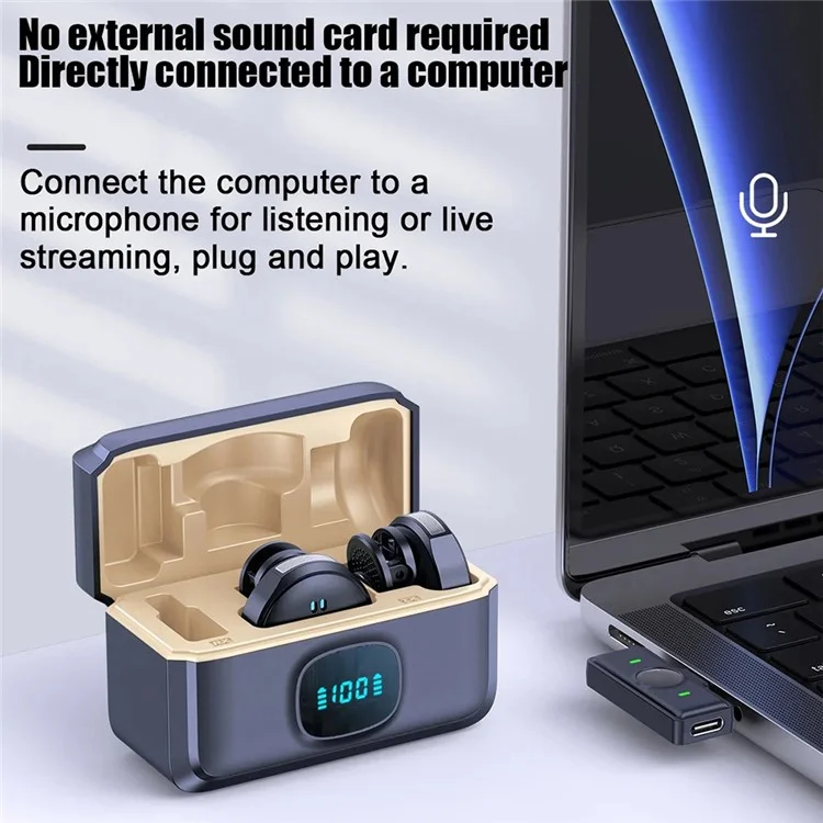 Q8 Outdoor Live Broadcasting Dual Noise Reduction Wireless 2.4G Lavalier Microphone, 2 Mic + 1 Receiver - Type-C Interface