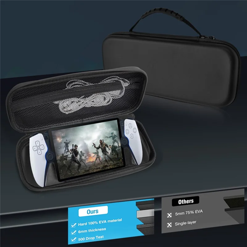 For Sony Playstation Portal Carrying Case EVA Waterproof Gaming Console Bag with Mesh Pocket