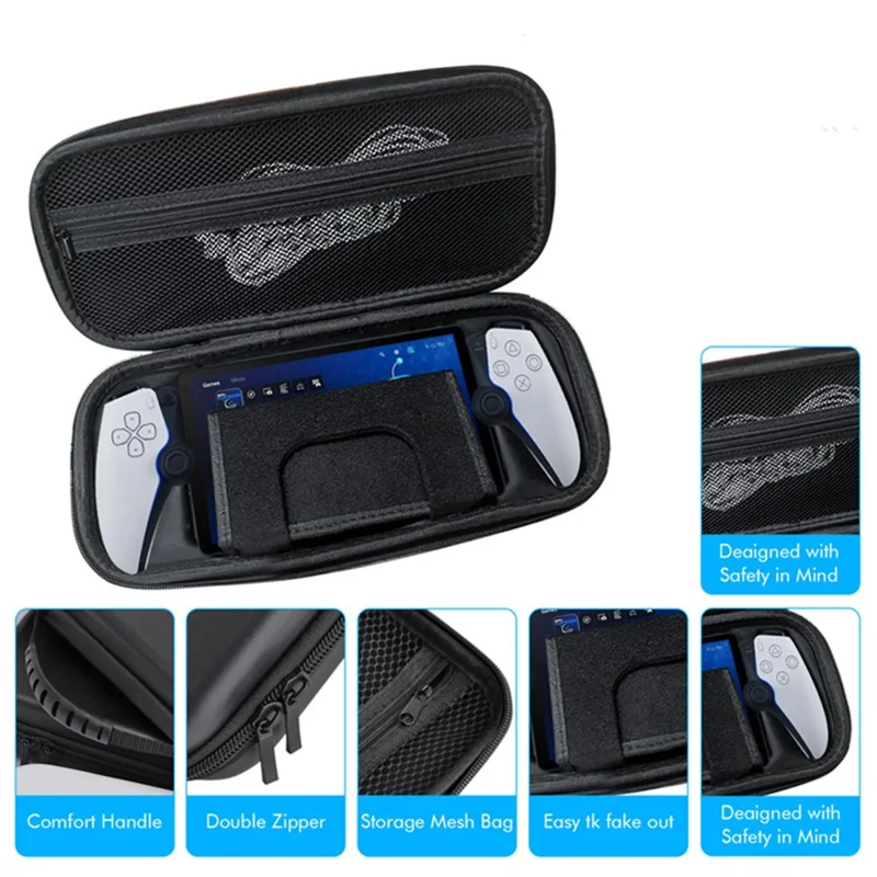 For Sony Playstation Portal Carrying Case EVA Waterproof Gaming Console Bag with Mesh Pocket