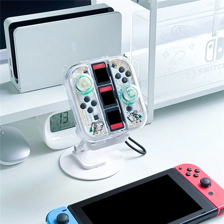 For Nintendo Switch Joy-Con Storage Case Dust-Proof Clear PC Protective Box with Lanyard