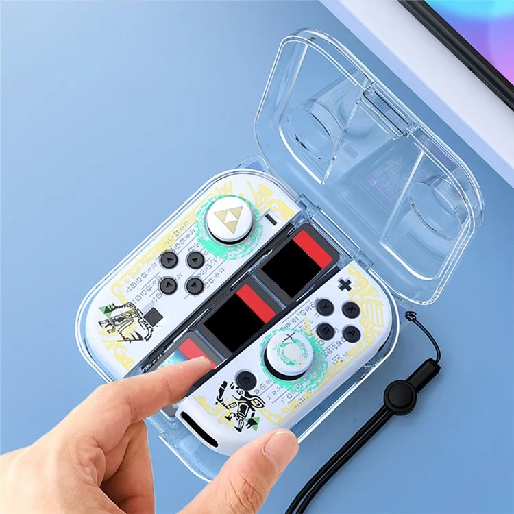 For Nintendo Switch Joy-Con Storage Case Dust-Proof Clear PC Protective Box with Lanyard