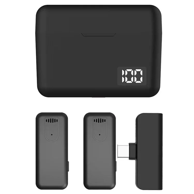 R9 Live Streaming Noise Reduction Wireless Lavalier Microphone, 2 Mic + 1 Receiver - Type-C Plug