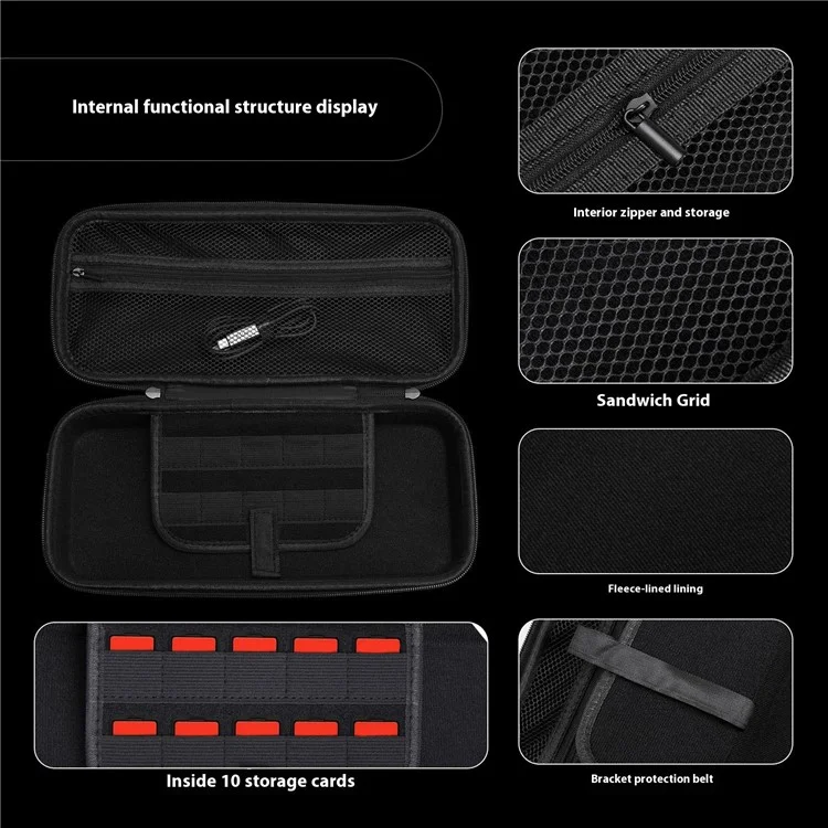 3-in-1-kit Für Asus ROG Ally X Silicon Deckung Tragbares Fahrtransportgehäuse Mit Temperaturem Glasimbilanzschutz - Schwarz