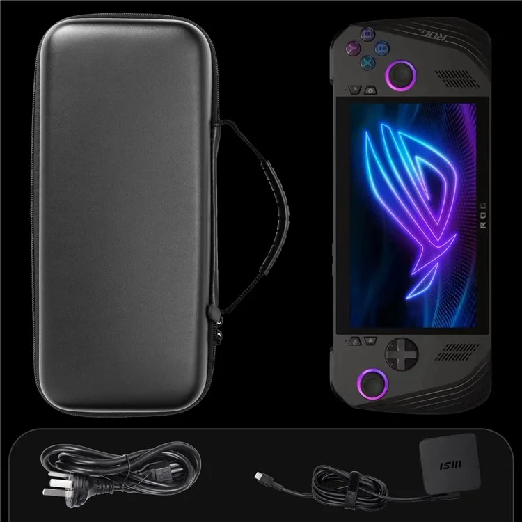 3-in-1-kit Für Asus ROG Ally X Silicon Deckung Tragbares Fahrtransportgehäuse Mit Temperaturem Glasimbilanzschutz - Schwarz