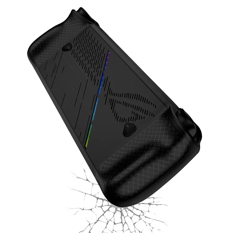 3-in-1-kit Für Asus ROG Ally X Silicon Deckung Tragbares Fahrtransportgehäuse Mit Temperaturem Glasimbilanzschutz - Schwarz