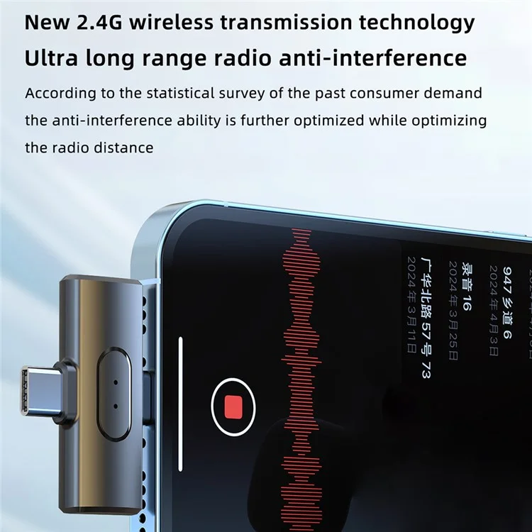 S65 Outdoor Noise Reduction 2.4G Wireless Lavalier Microphone, 1 Transmitter + 1 Dual Interface Receiver