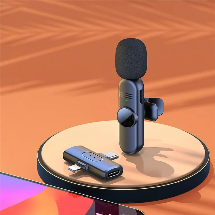 S65 Outdoor Noise Reduction 2.4G Wireless Lavalier Microphone, 1 Transmitter + 1 Dual Interface Receiver