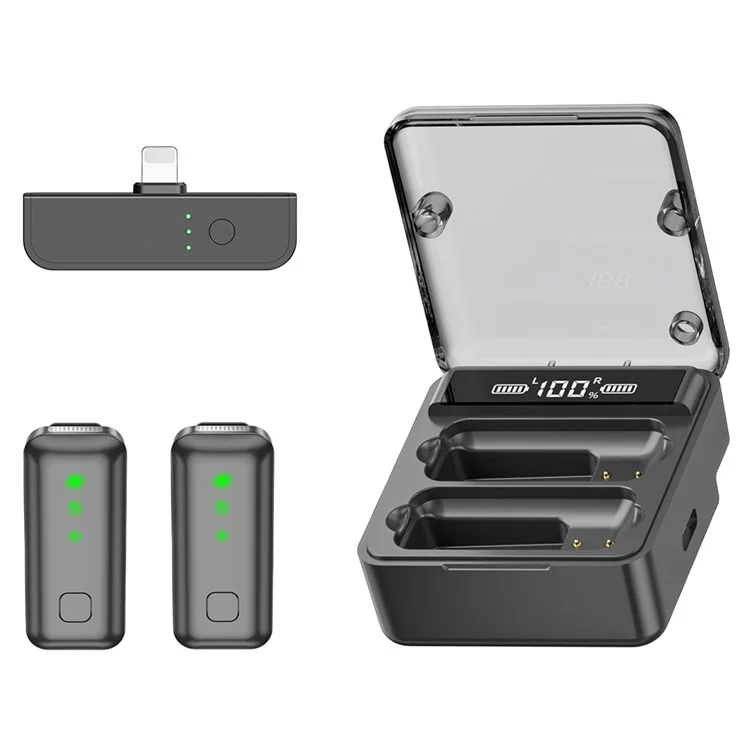 S52 Adjustable Volume 2.4G Wireless Lavalier Microphone, 2 Transmitter + 1 Receiver - iP Receiver