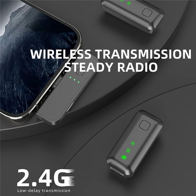 S52 Adjustable Volume 2.4G Wireless Lavalier Microphone, 2 Transmitter + 1 Receiver - iP Receiver