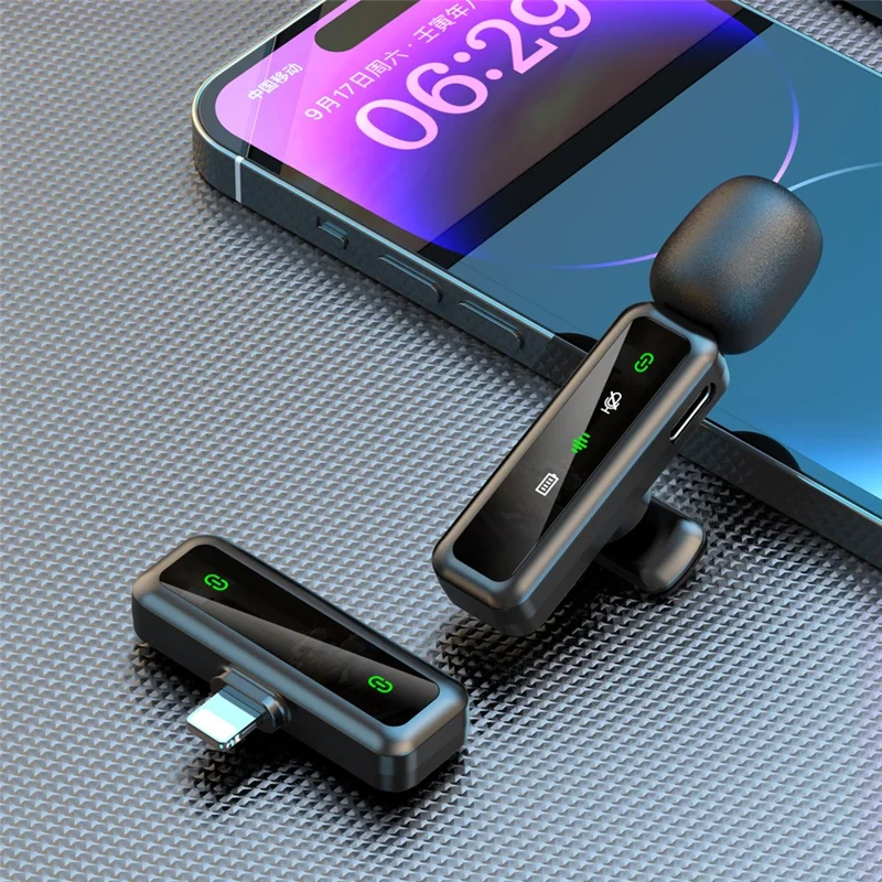 H63 2.4G Wireless Lavalier Microphone for Smartphones Live Streaming Noise Reduction Mic , 1 Transmitter + 1 Receiver - iP Connector