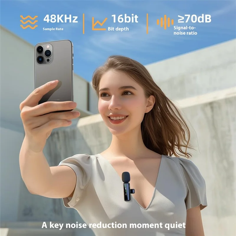 H63 2.4G Wireless Lavalier Microphone for Smartphones Live Streaming Noise Reduction Mic , 1 Transmitter + 1 Receiver - iP Connector