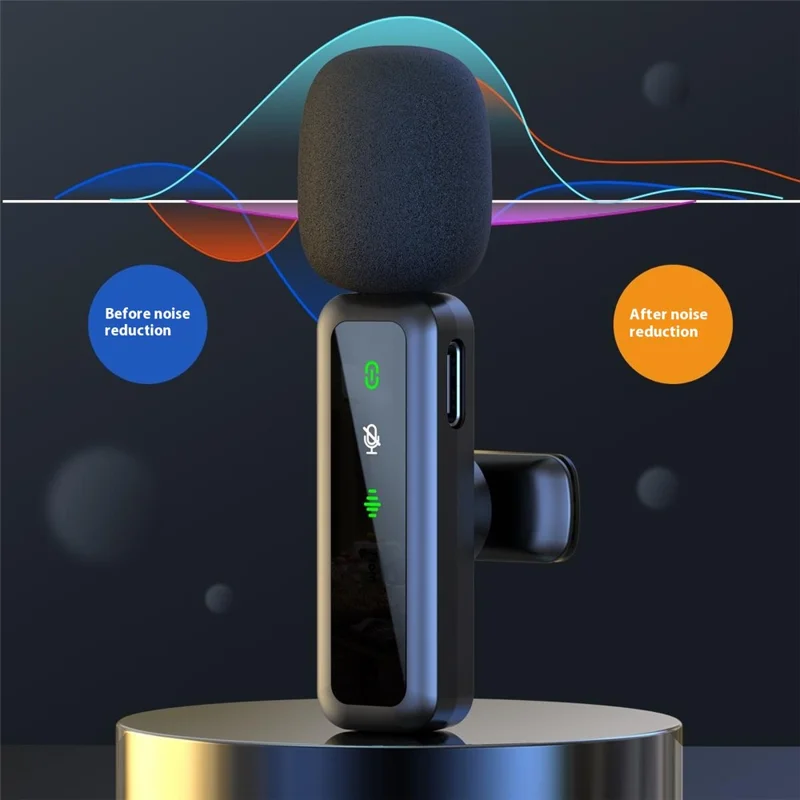 H63 2.4G Wireless Lavalier Microphone for Smartphones Live Streaming Noise Reduction Mic , 1 Transmitter + 1 Receiver - iP Connector